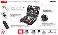 Набір інструментів INTERTOOL ET-8111, 1/2 "& 1/4" 111 од., Cr-V, у кейсі, фото 10