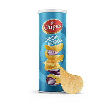 Чіпси Mr. Chipas Cheese and onion, сир та цибуля, 160 г, 24 уп/ящ