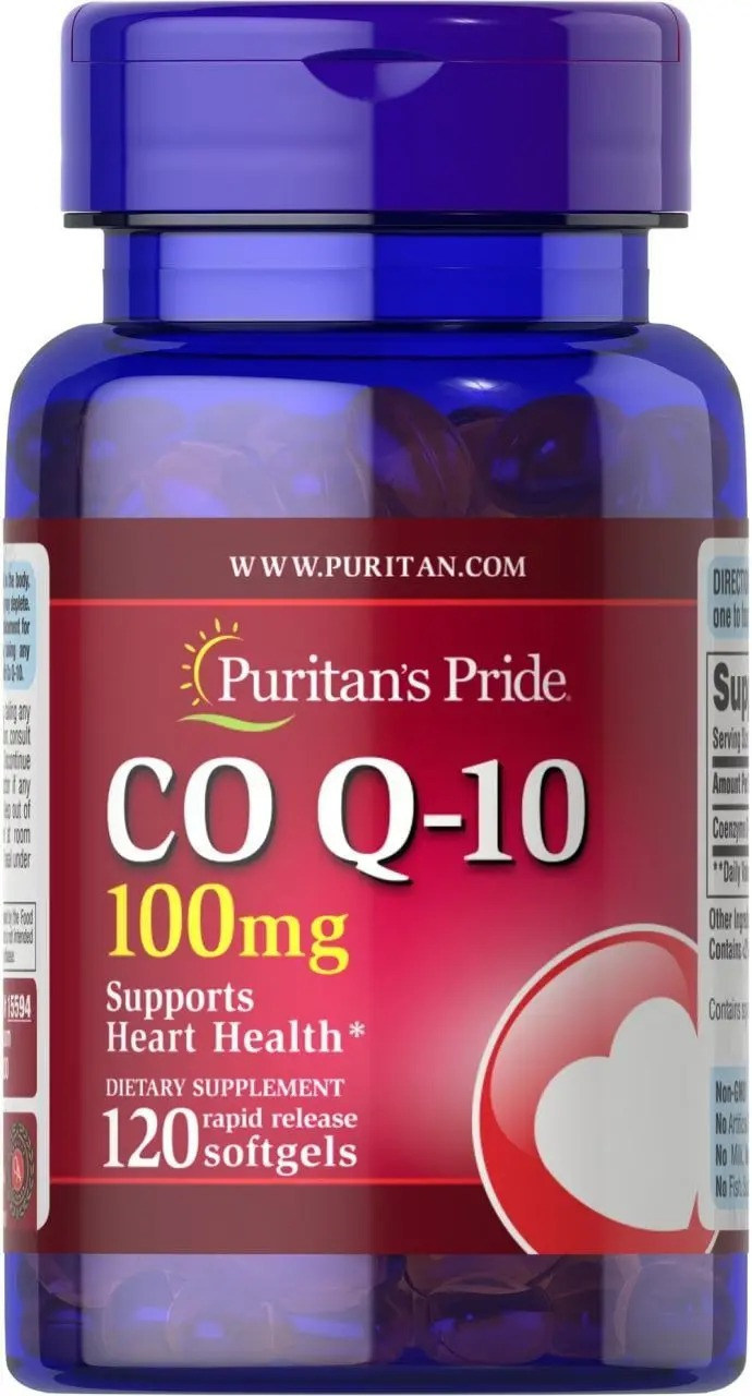 Коензим Q10 100 мг Puritan's Pride Q-SORB CoQ10 для покращення нервової системи 120 капсул