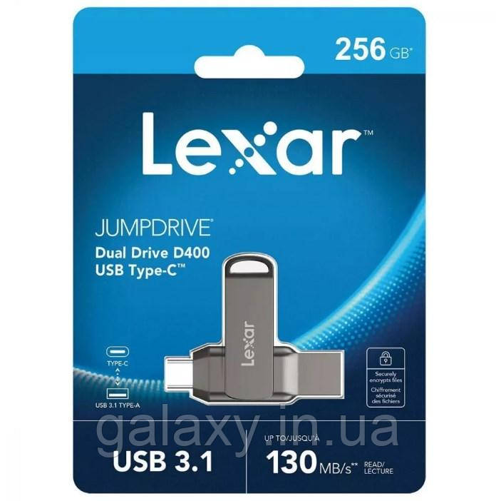 Накопичувач OTG LEXAR 256GB JumpDrive D400 USB to Type-C (USB 3.1)