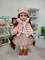 Кукла Carol Paola Reina в костюме пудрового цвета с шубкой и шапкой, 32 см (13213)