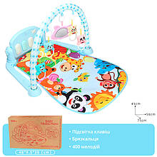 Дитячий розвиваючий килимок з музикою та брязкальцями Baby Fitness Piano 168-001 Blue