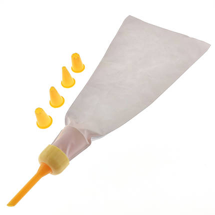 Мішок кондитерський L28см ширина 14см + 5-ть насадок + перехідник "Icing Syringe", фото 1