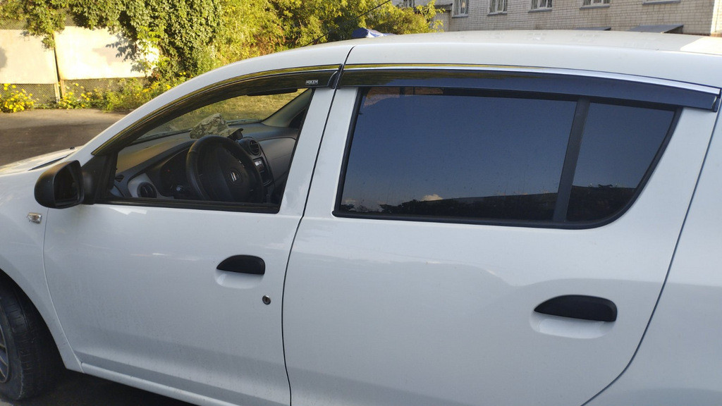 Renault/Dacia Sandero 2013-2024 - вітровики з хромом (4 шт, Niken)