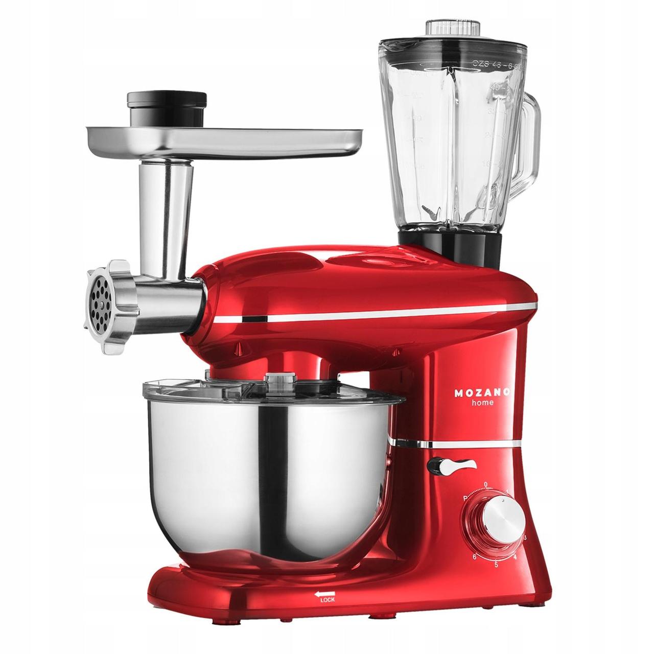 Кухонний комбайн 3в1 Mozano Kitchen Assistant 2300Вт. Миска 6,2 л. Блендер 1,5 л. М'ясорубка Червоний