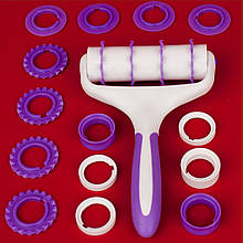 Валик кондитерський для нарізки мастики з насадками L19см D3,5см ширина 11см