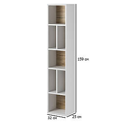 Стелаж навісний вузький Toledo 32 см білий із вставками дуб сан-ремо світлий у кімнату