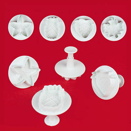 Плунжер кондитерский для мастики з 4-х штук "Ананас, полуниця" 4,5/4,5/5/5см, фото 1