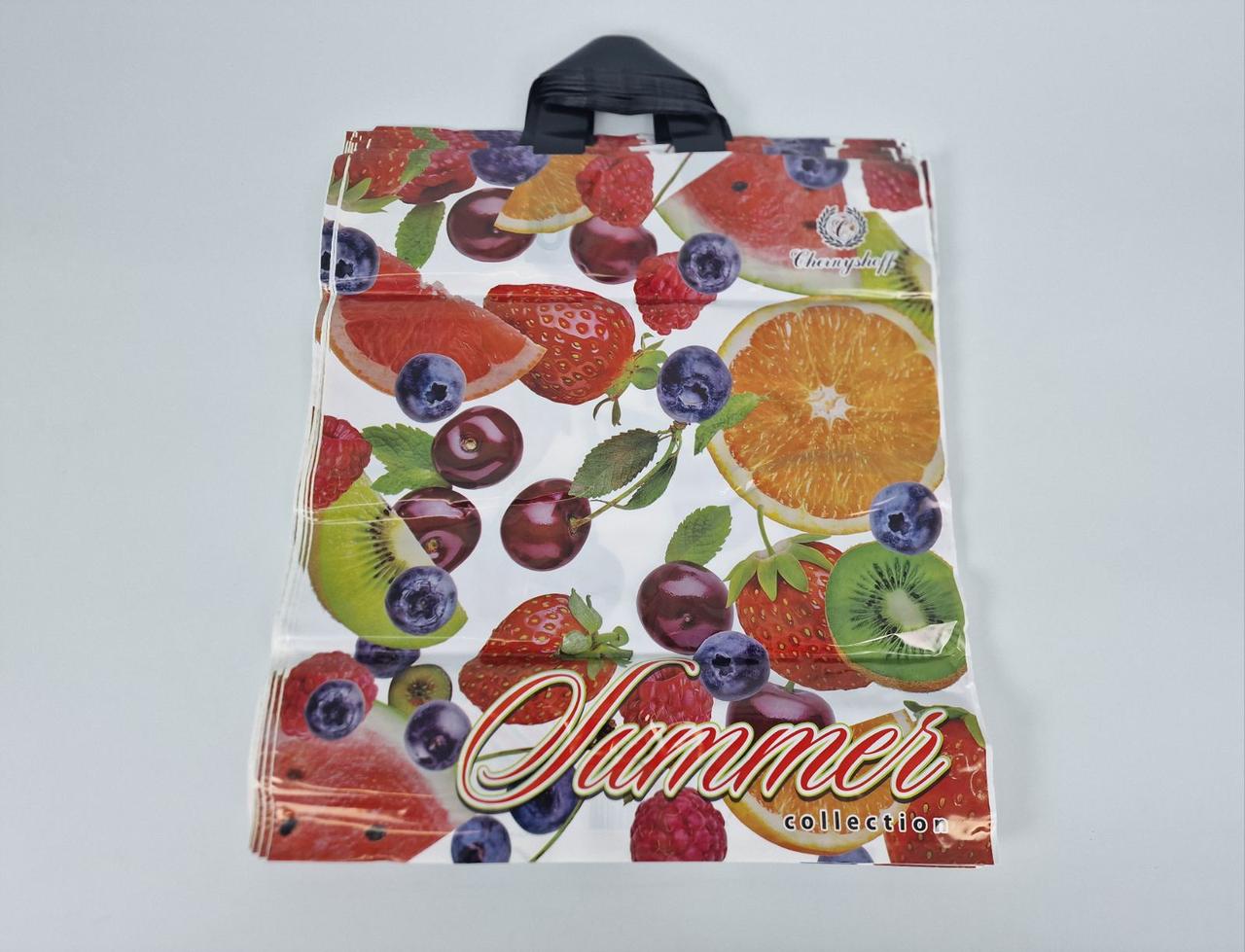 Пакет із петльовою ручкою 40*45(65 мкм)"Фрукти Ренпако (25 шт.), фото 1