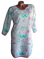 Утеплена нічна туніка для вагітних і кормлящих, байка 52 (XL) розмір. Нічна сорочка на байці.