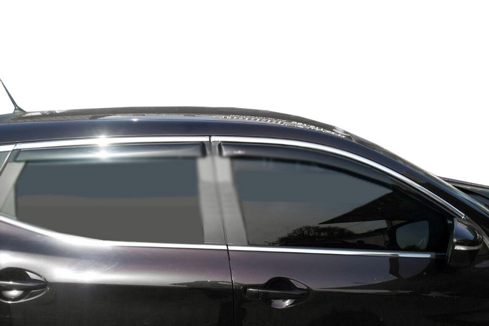 Nissan Qashqai 2014-2021 - вітровики з хромом молдингом (4 шт, Libao)