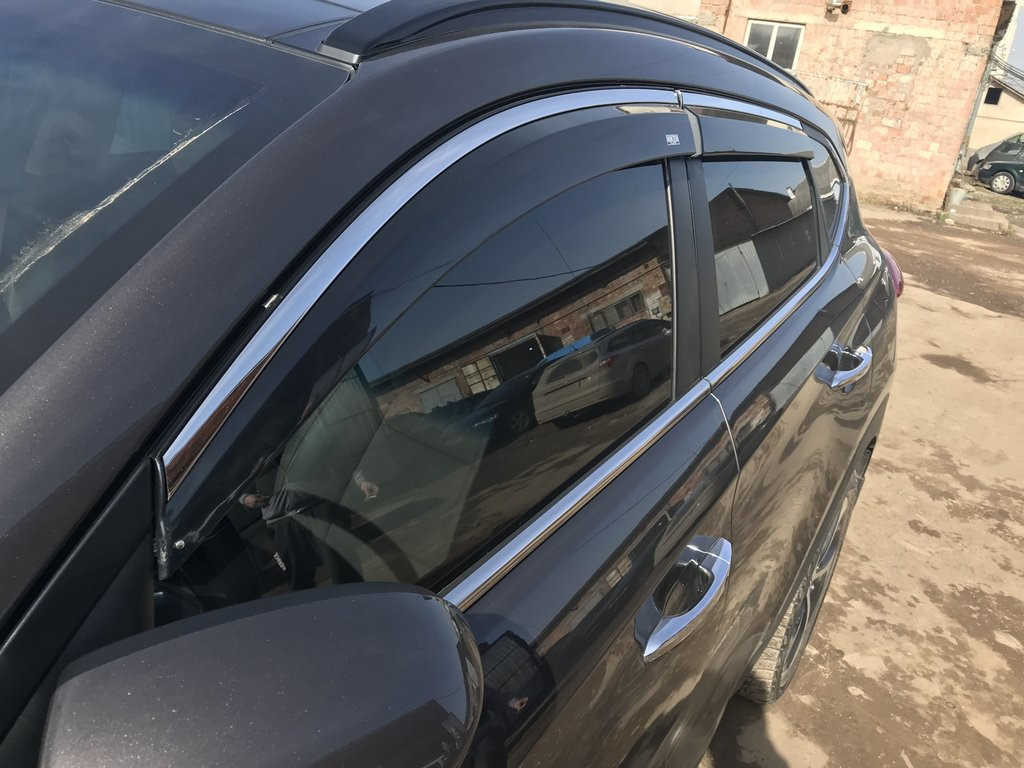 Hyundai Tucson TL 2016-2021 - вітровики з хром смужкою (4 шт, Niken)