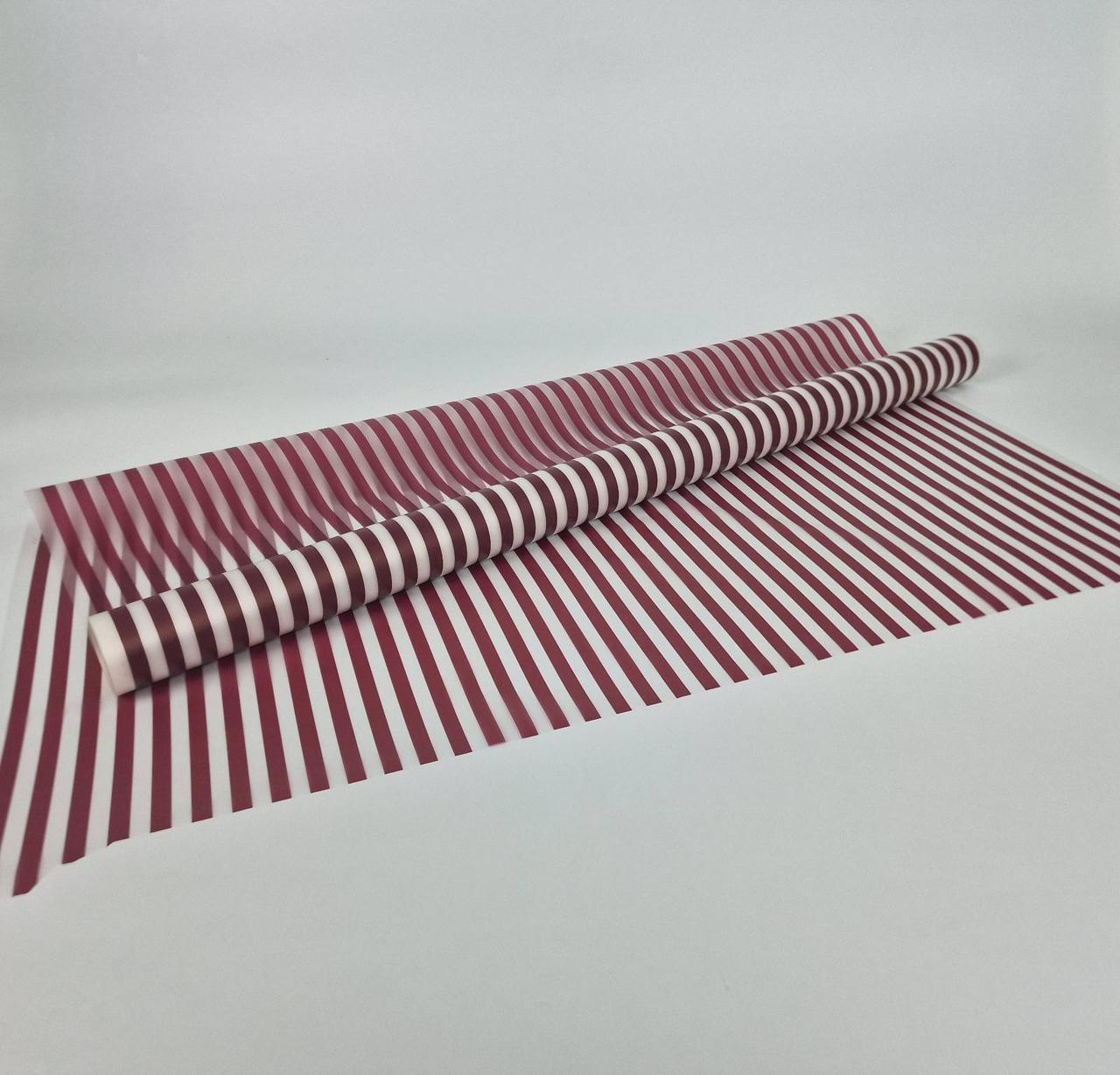 Рулон 10 м тонований матовий з рис. "Смужки" (7) плівка для квітів (h680) No 5 МАРСАЛА (1 шт.), фото 1