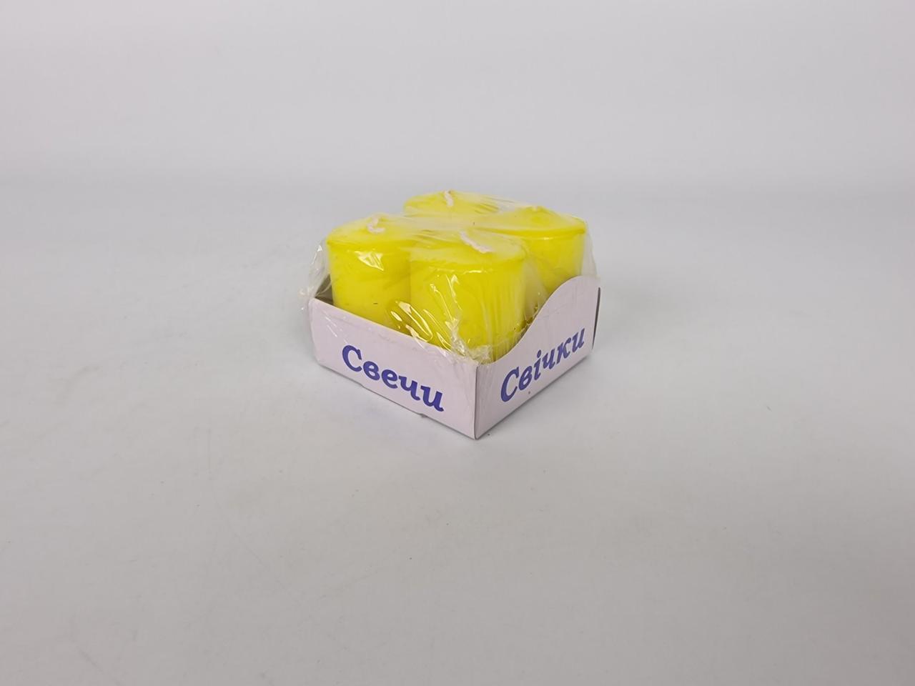 Кольорова Циліндр парафінова свічка (40/60) ЖЕЛТАЯ (4 шт.), фото 1
