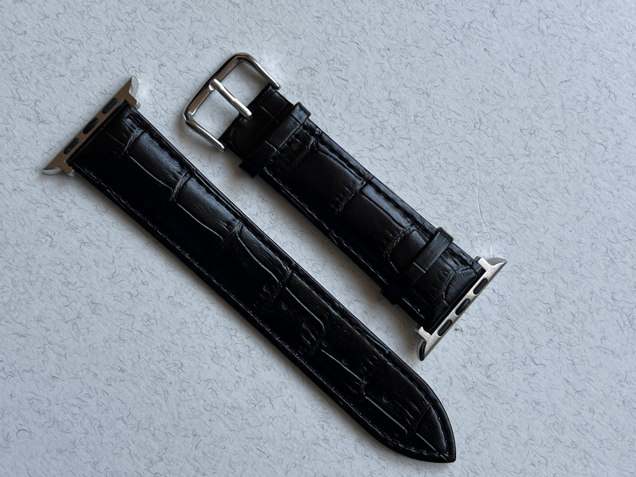 Ремінець для Apple Watch чорний з натуральної шкіри 42 мм, 44 мм, 45 мм