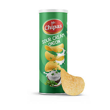 Чіпси Mr. Chipas Sour cream and onion, сметана та цибуля, 160 г, 24 уп/ящ