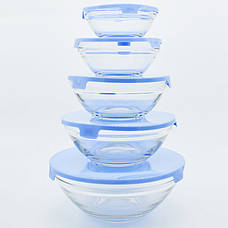 Судочки скляні з пластиковими кришками 5 шт., фото 4