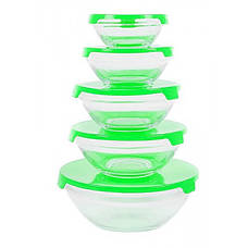 Судочки скляні з пластиковими кришками 5 шт., фото 4