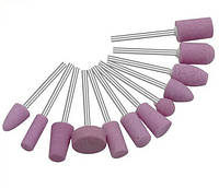 Набір камнів 12 шт з червоного корунда для дрелі, бормашинки, гравера (Dremel)