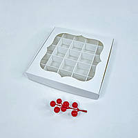Коробка для 25 конфет, 200*200*30 мм, с окном, белая (10 шт)