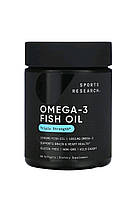 Sports research, Omega-3, риб ячий жир з омега-3, потрійна сила, 1250 мг, 60 капсул