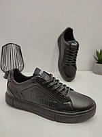 Классические мужские кожаные кеды Puma (black)