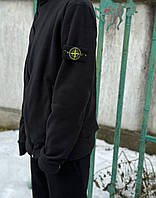 Черная качественная зипка флисовая Stone Island стиль и тепло в одной кофте!