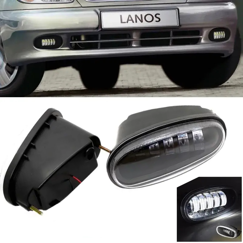 Протитуманні фари LED на авто Daewoo Lanos, Sens 50 W 5 діодів (пластиковий корпус) (пара)