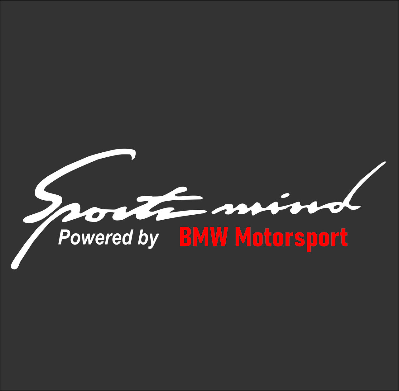 Наклейка Sports Mind  Powered by BMW Motorsport  на капот 29x9 см