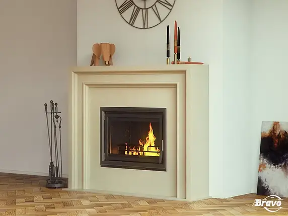 Портал для каміна (обличчя) Браво Ліон із мармуру Crema Marfil, фото 3