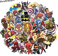 Стикерпак Наклейки с супергероями Марвел Подарок фаната Marvel набор 10шт