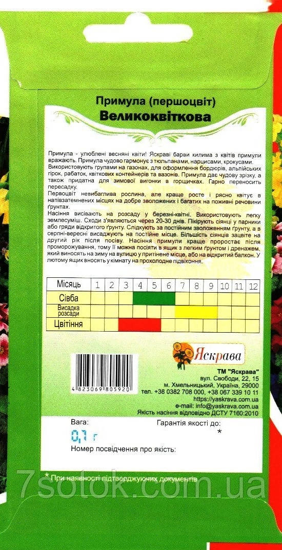 Семена первоцвета крупноцветкового (примула) смесь, ТМ Яскрава, 0,1г - фото 2 - id-p2008648721