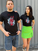 Парные футболки. Мужская и женская футболка с принтом Заяц и Зайка Ангел Указан в размерной сетке, S, S