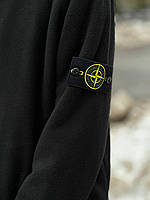 Мужская топовая Флисовая зипка в черном цвете с пачем Stone Island стиль и тепло в одной кофте!