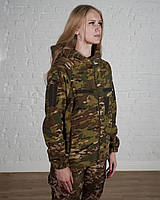 Женская военная флисовая кофта с глубоким капюшоном в зимнем мультикаме. Тактический стиль в каждой детали WWW