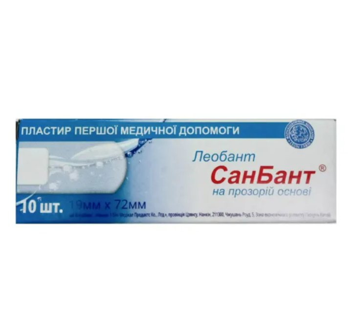 Бактерицидний пластир першої допомоги Леобант СанБант на прозорій основі 19х72 мм (10 шт./уп.)