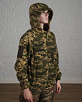 Женская армейская флисовая кофта с капюшоном на молнии Пиксель для ВСУ. Теплая зимняя версия армейской флиски