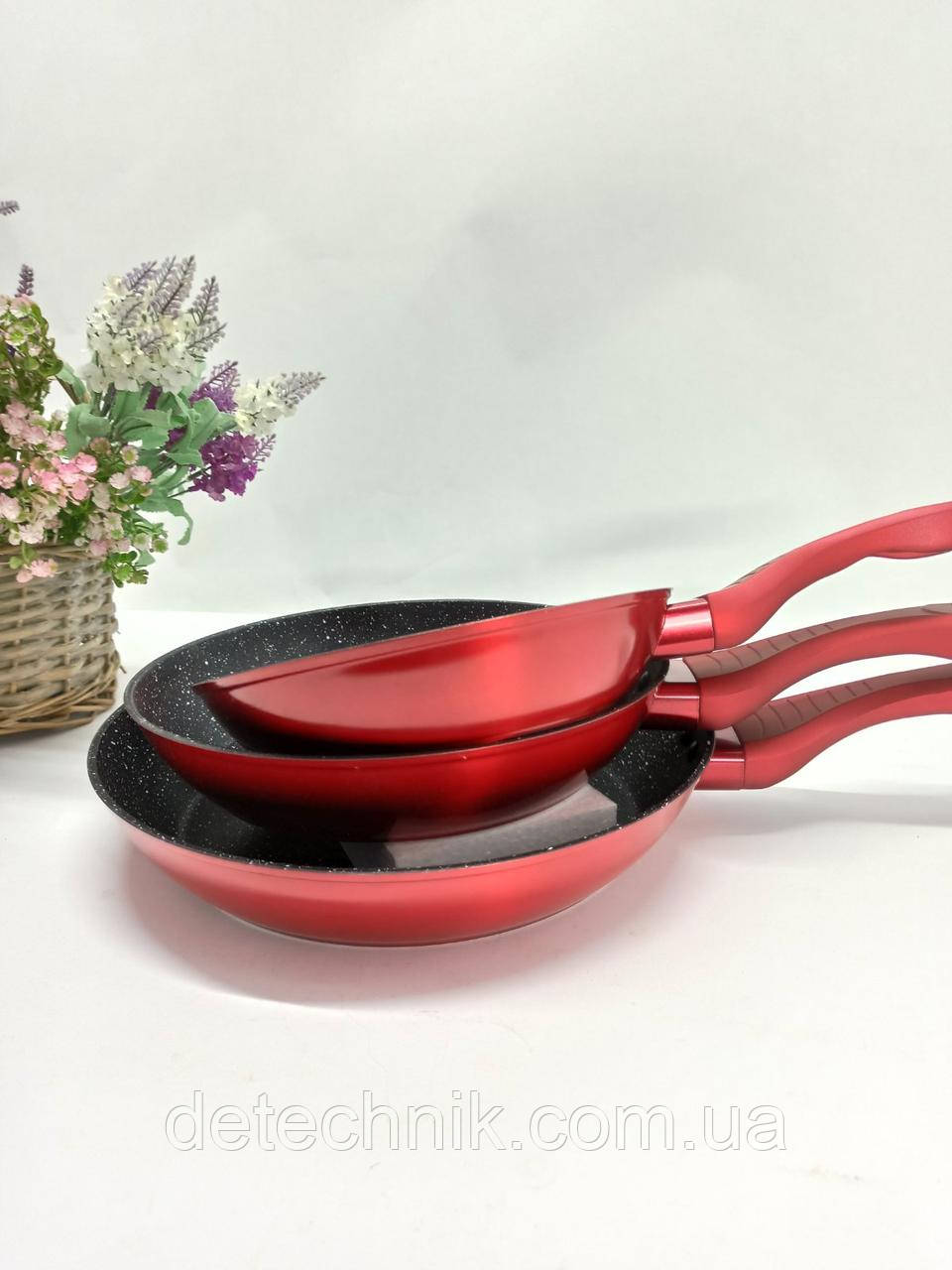 Набір сковорідок Cheffinger CF-FA03 Red з антипригарним покриттям