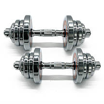 Гантелі хромовані розбірні металеві для атлетичних тренувань Newt Home Chrom 2 шт по 12,5 кг, фото 2