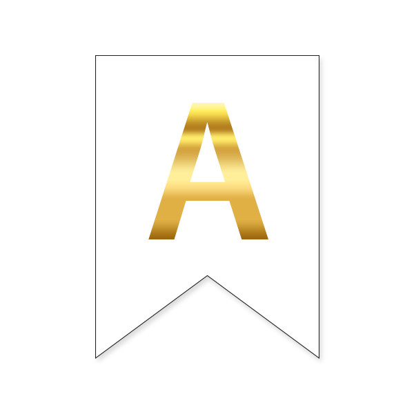 Букви на прапорці для будь яких написів "А" золото на білому