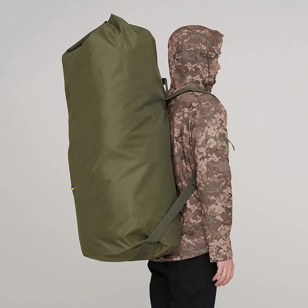 Баул-рюкзак вологозахисний тактичний, речовий мішок армійський на 100 л олива/хакі з Oxford 600 Flat