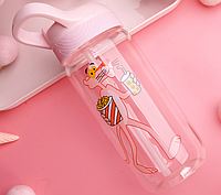 Crystal Glass Розовая пантера бутылочка с трубочкой боросиликатная 01008