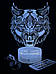 3d-лампа Вовк із візерунками, подарунок для інтер'єру будинку, світильник або нічник, 7 кольорів, 4 режими та пульт, фото 6
