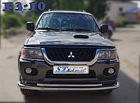 Кенгурятник защита переднего бампера двойная дуга ус Mitsubishi Pajero Sport (96-08) д60