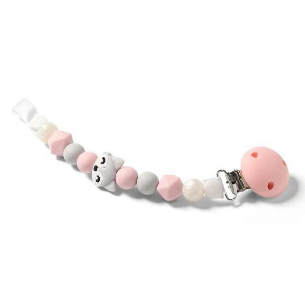 Тримач для пустушки з застібкою рожевий BabyOno Natural Nursing (5901435403679)