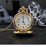 Годинник кишеньковий вінтаж "Vintage Skeleton" "Гранок" у стилі Аліса і стимпанк із ланцюжком, антична бронза, фото 4