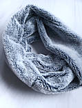 Шарф-хомут на шию осінь-зима жіночий хутряний Без бренду 23х41 см. Сірий, фото 6