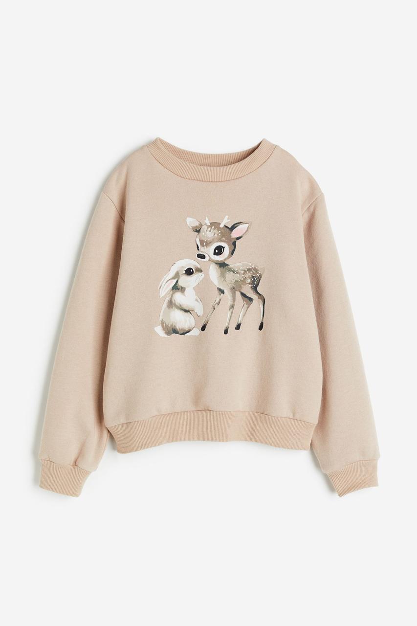 Світшот бежевий Зайчик і Олень H&M   98/104см, фото 1