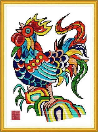 Набір для вишивання за нанесеною на канву схемою "Rooster". AIDA 14CT printed 31*41 см