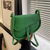 Женская классическая сумка седло 7048 кросс-боди через плечо зеленая